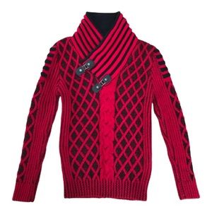 ⭐️Young Republic⭐️Chunky Red Shawl Collar Sweater Pull Over Tops Shirt Men's M